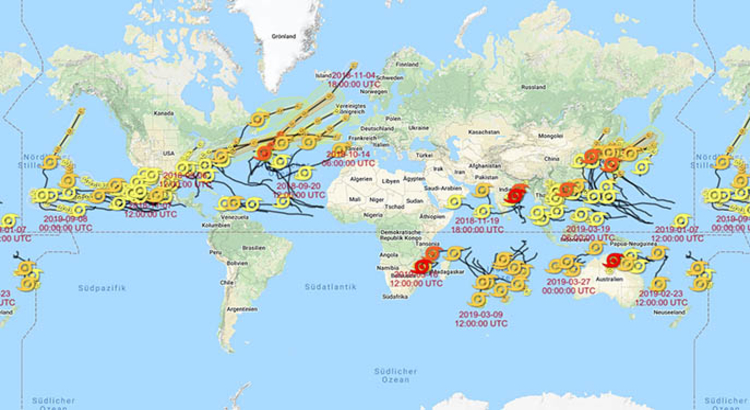 Wirbelstürme 10.9.2018 bis 10.9.2019