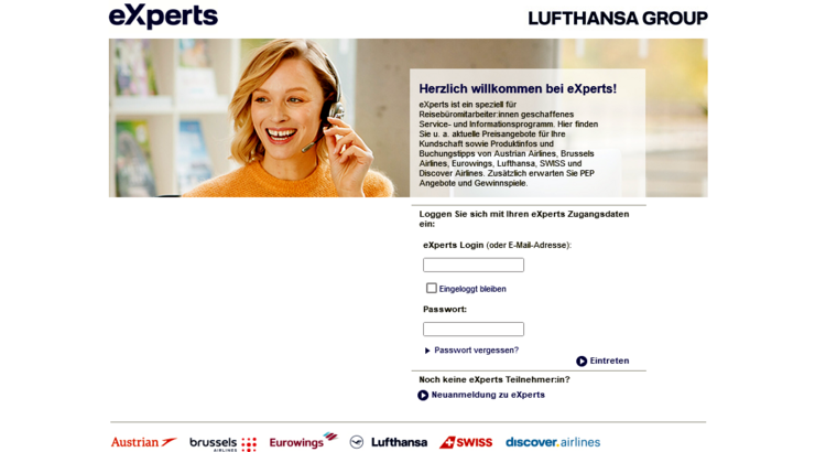 Lufthansa eXperts Startseite Screenshot.png