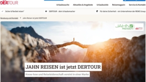 Screenshot DERTOUR JAHN REISEN vereint in einer Marke Screenshot DERTOUR